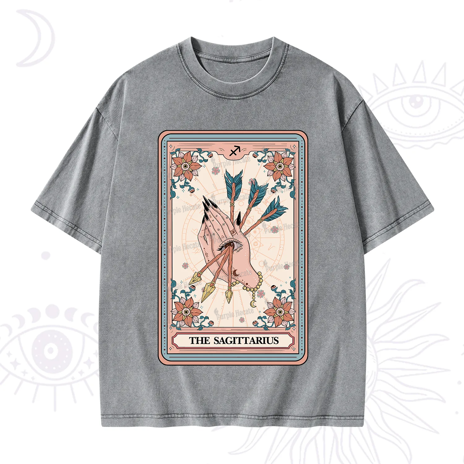 Purplehecate The Sagittarius Tarot Card Washed T-Shirt