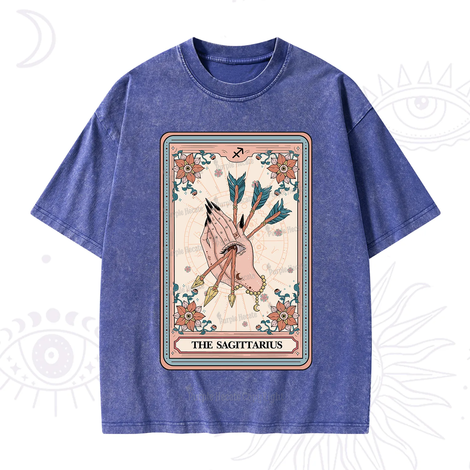 Purplehecate The Sagittarius Tarot Card Washed T-Shirt