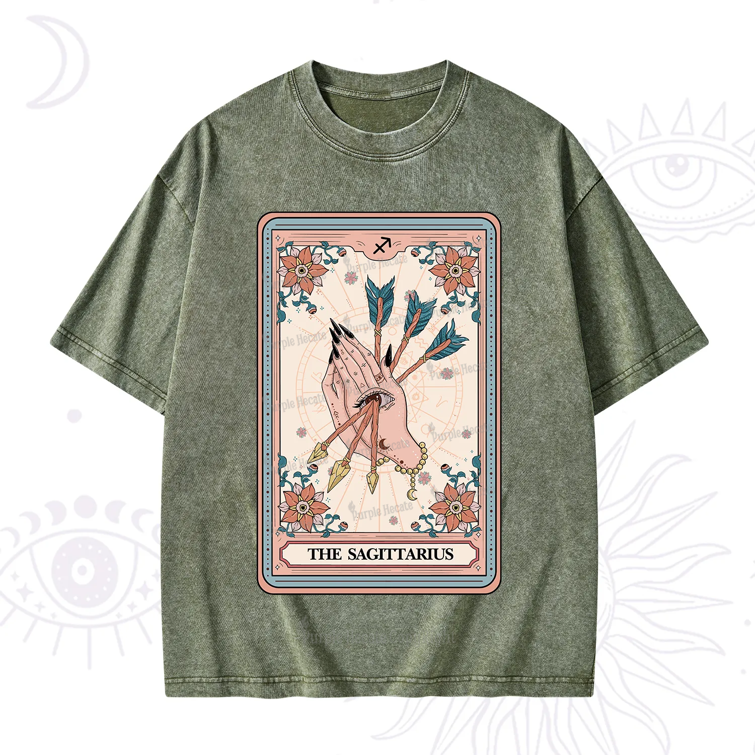 Purplehecate The Sagittarius Tarot Card Washed T-Shirt