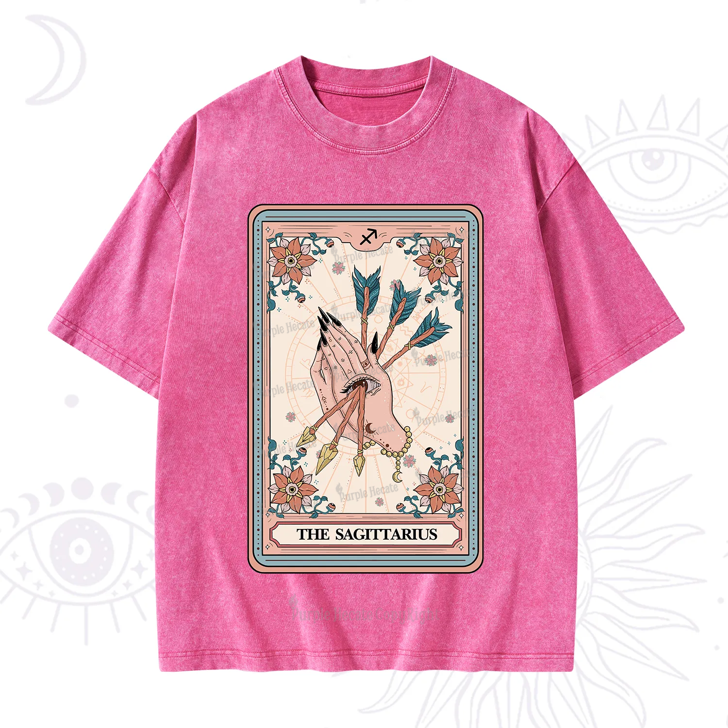 Purplehecate The Sagittarius Tarot Card Washed T-Shirt