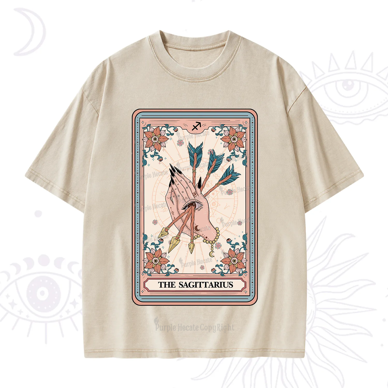 Purplehecate The Sagittarius Tarot Card Washed T-Shirt