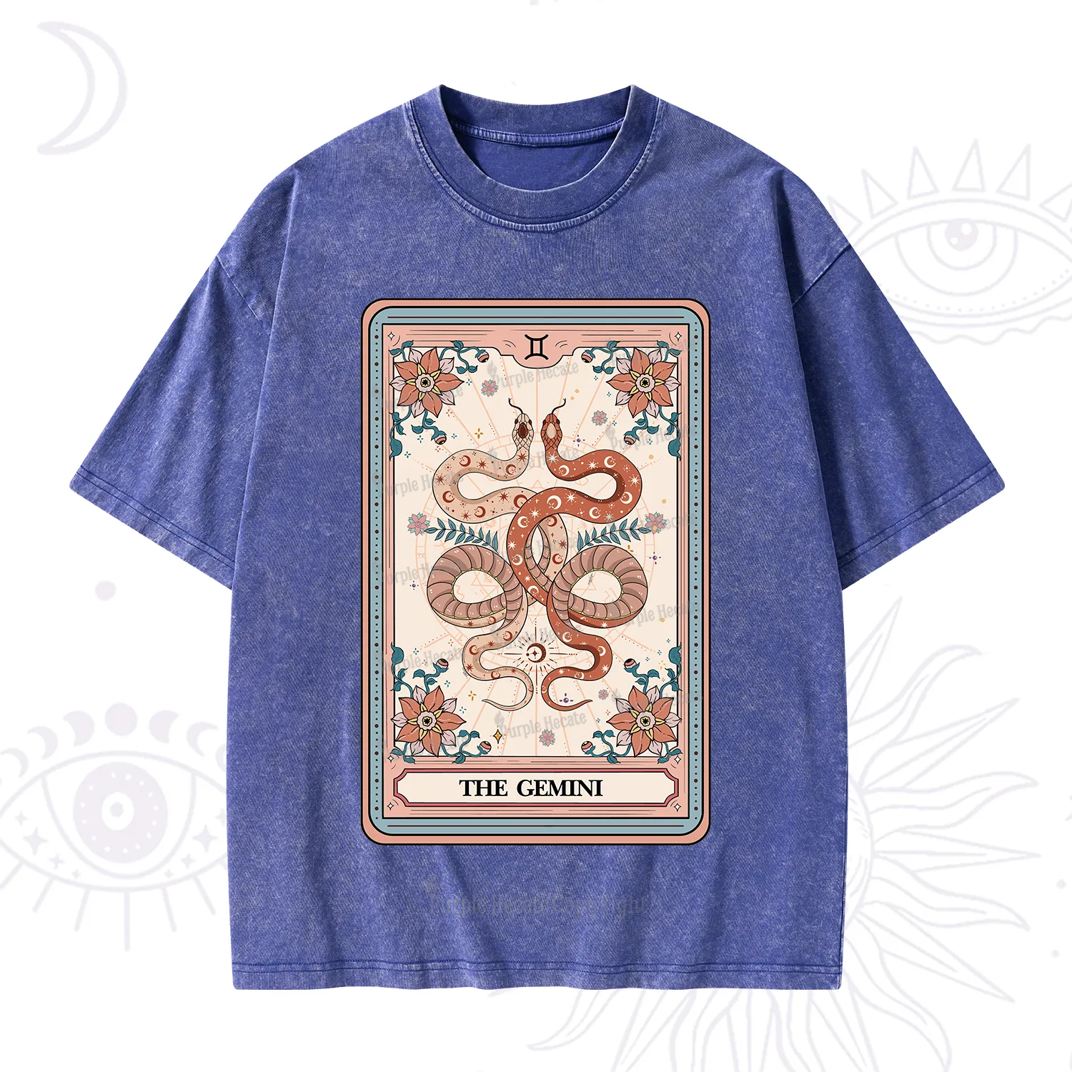 Purplehecate The Gemini Tarot Card Washed T-Shirt
