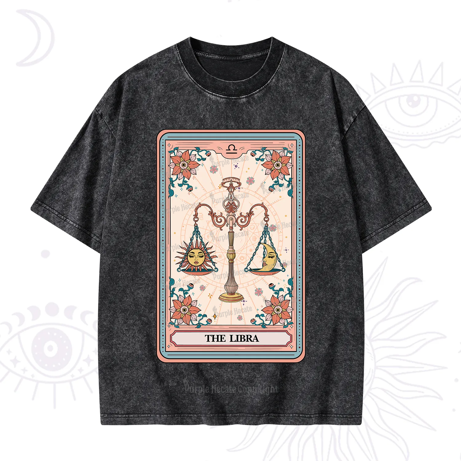 Purplehecate The Libra Tarot Card Washed T-Shirt