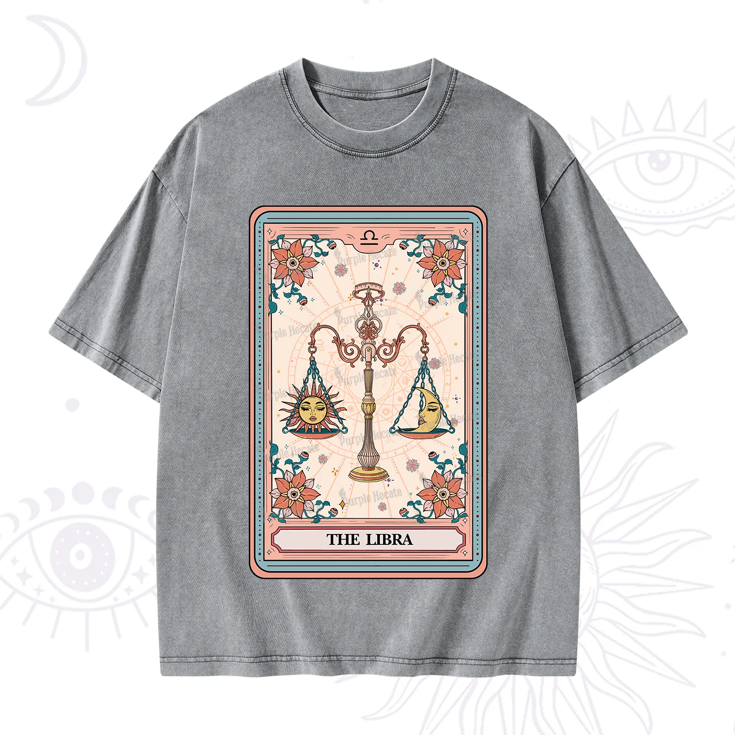 Purplehecate The Libra Tarot Card Washed T-Shirt