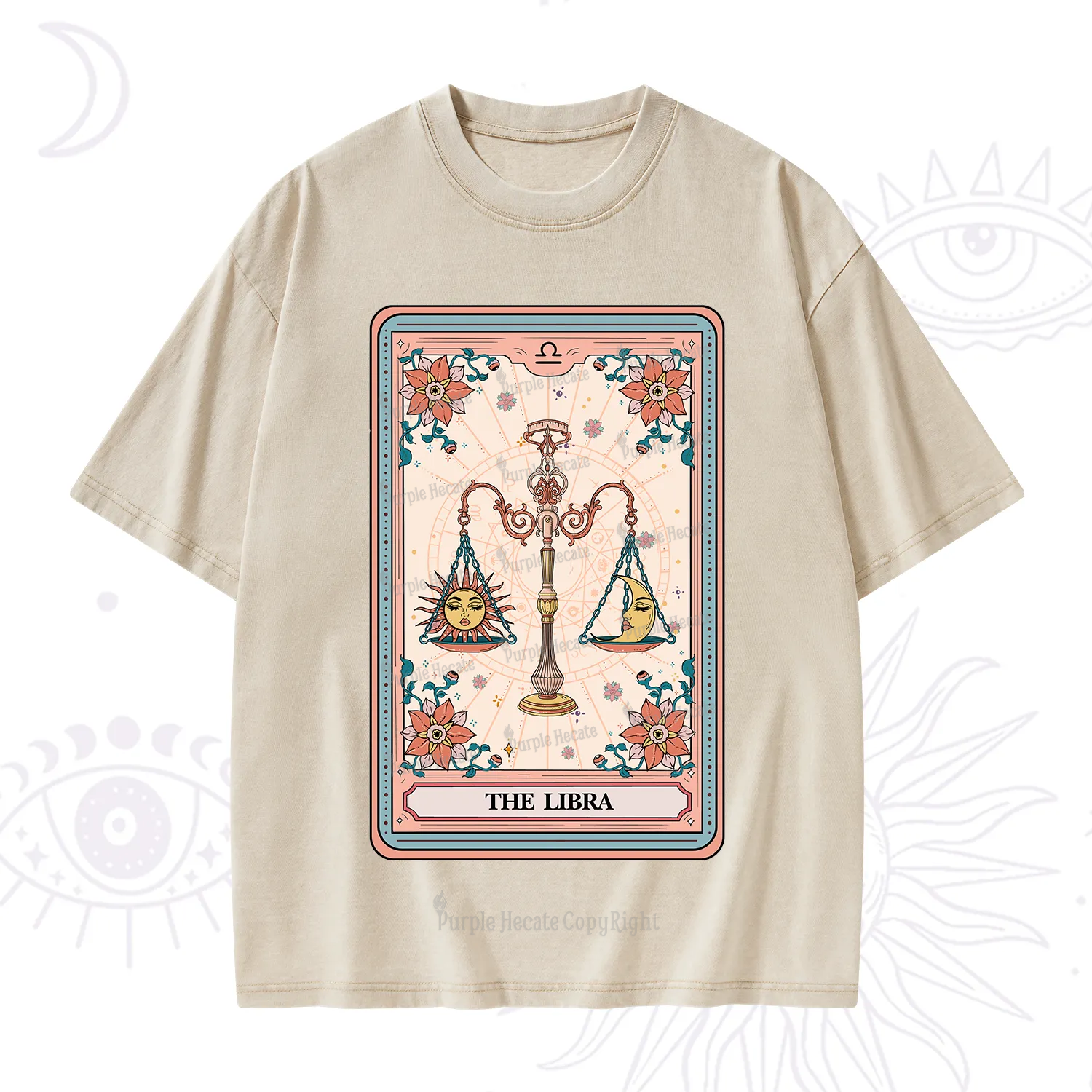 Purplehecate The Libra Tarot Card Washed T-Shirt