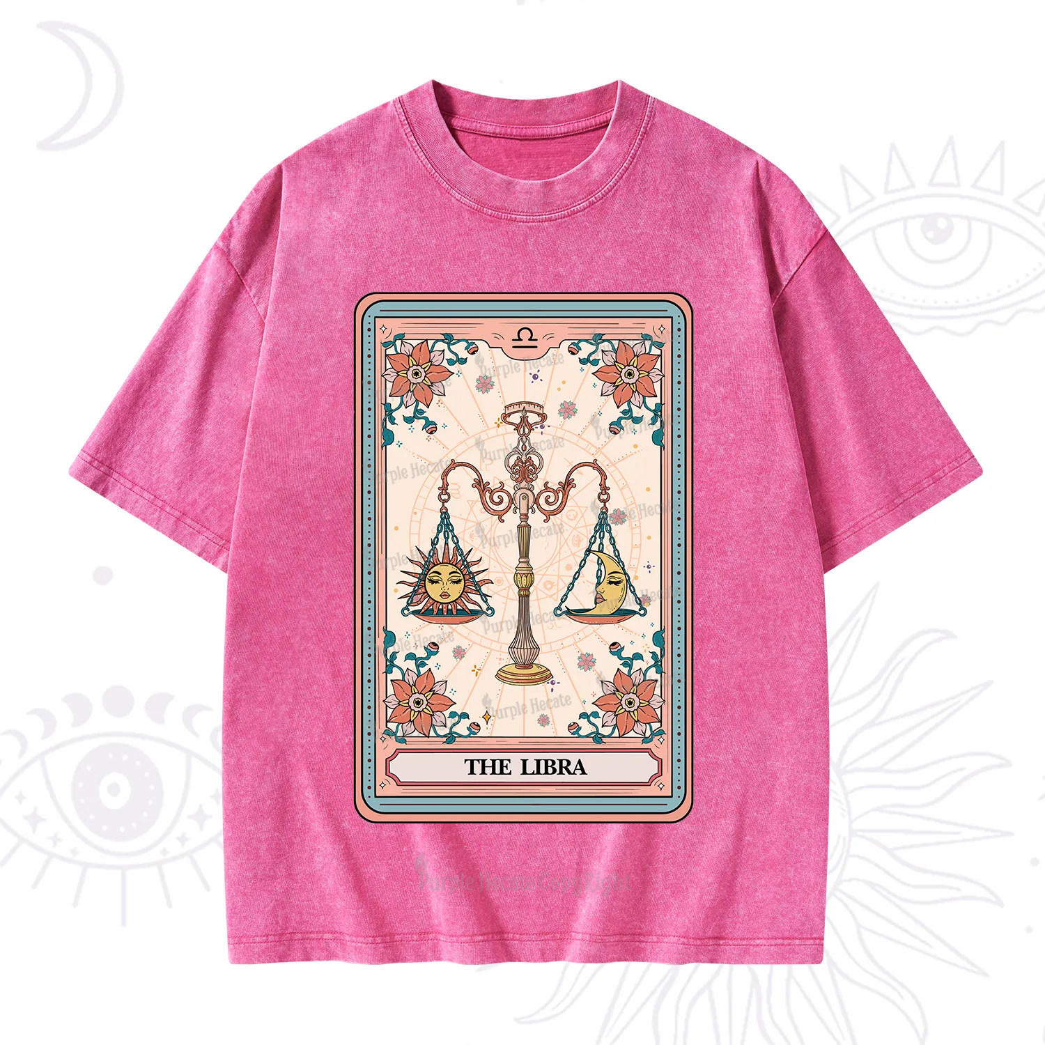 Purplehecate The Libra Tarot Card Washed T-Shirt