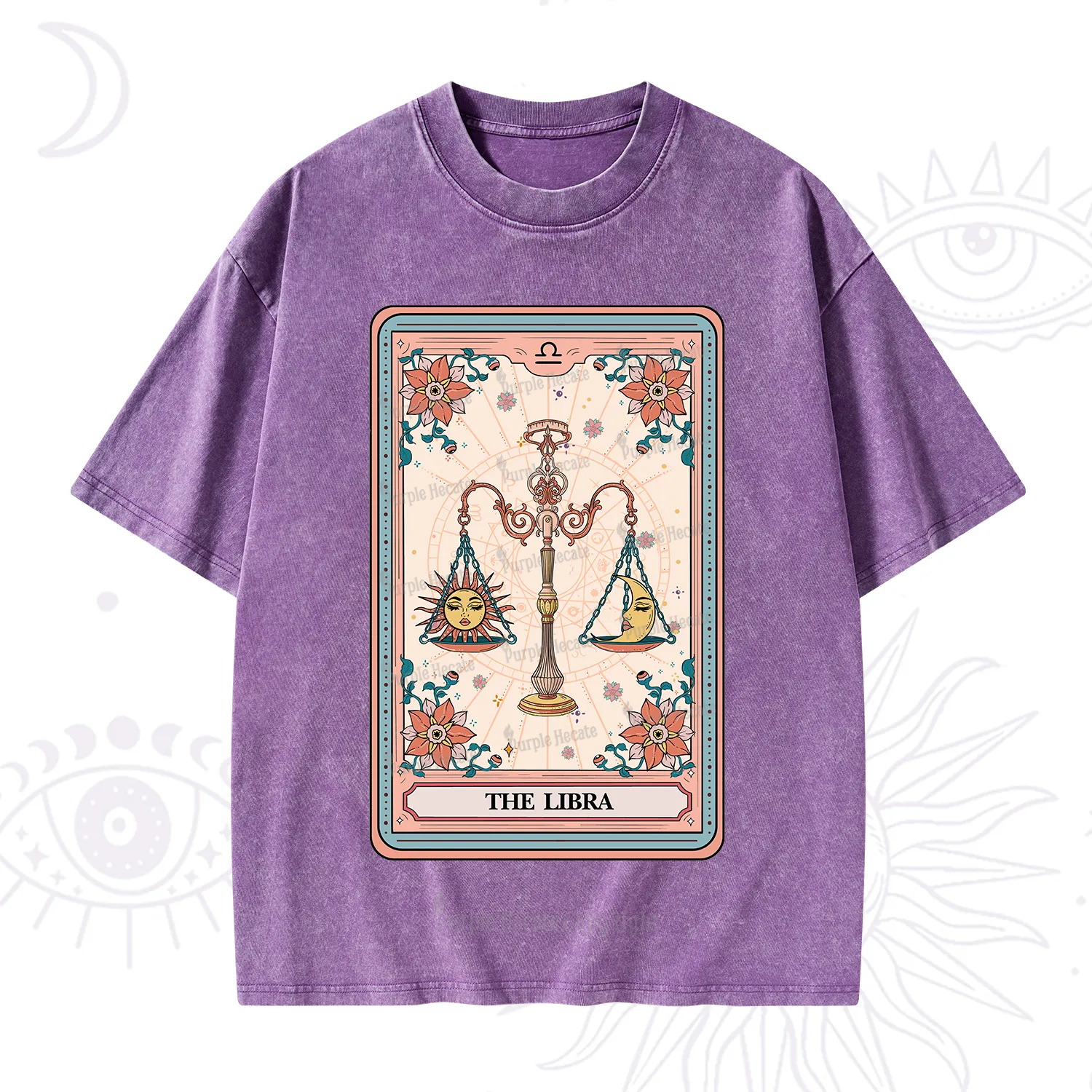 Purplehecate The Libra Tarot Card Washed T-Shirt