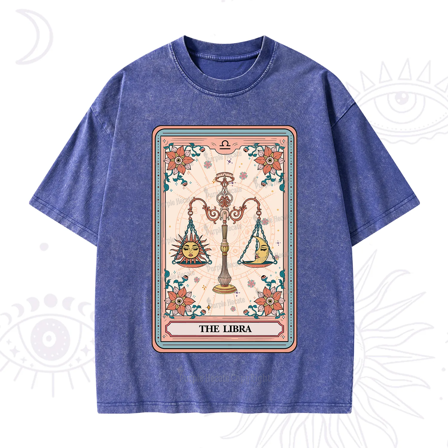 Purplehecate The Libra Tarot Card Washed T-Shirt