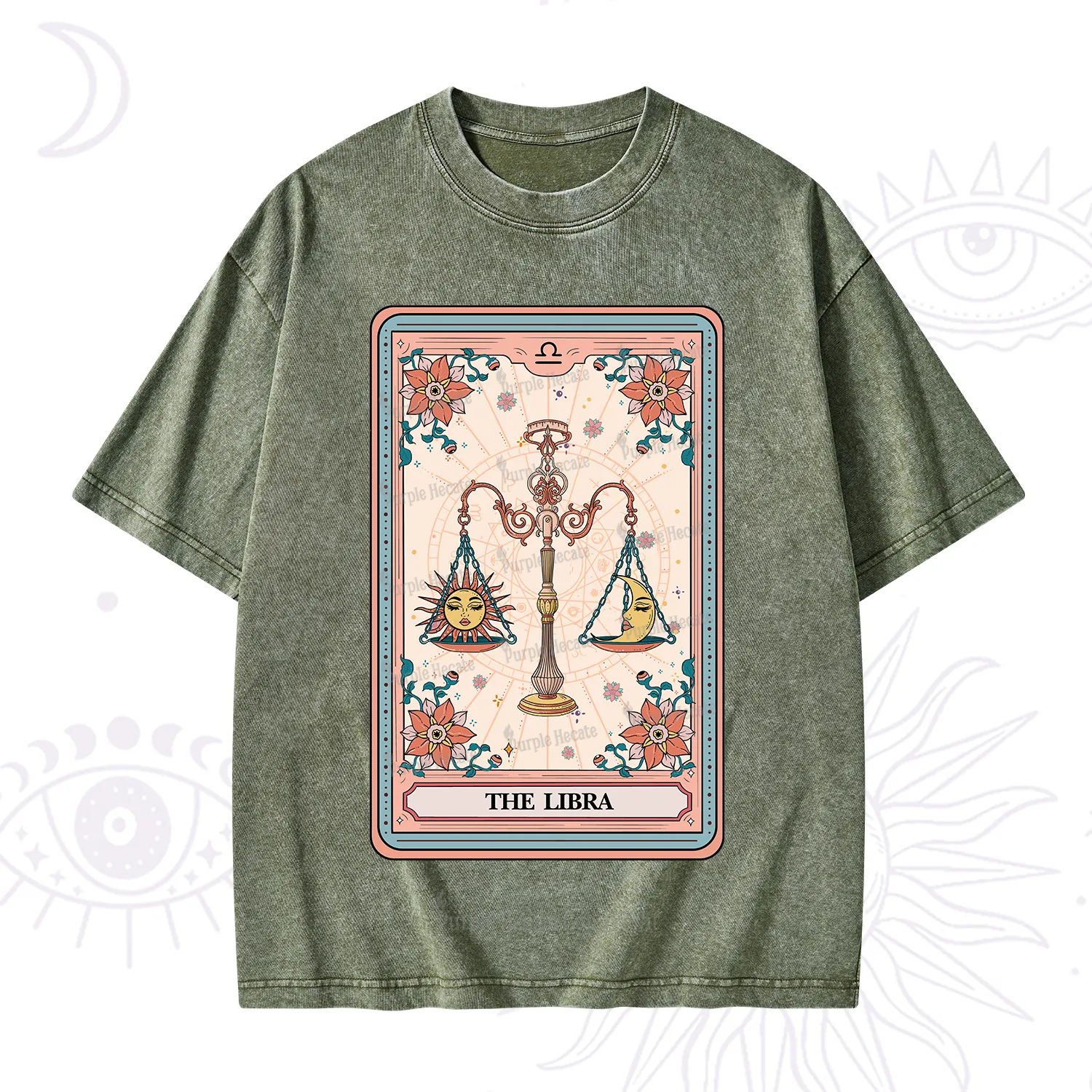 Purplehecate The Libra Tarot Card Washed T-Shirt