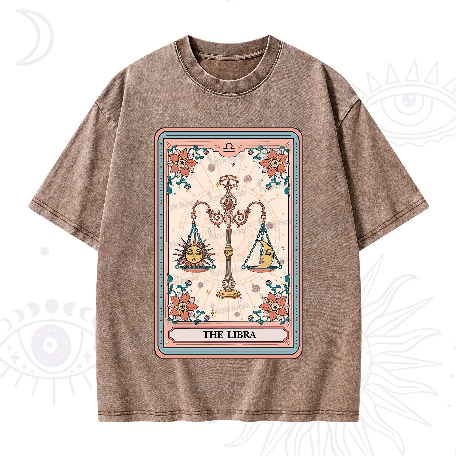 Purplehecate The Libra Tarot Card Washed T-Shirt
