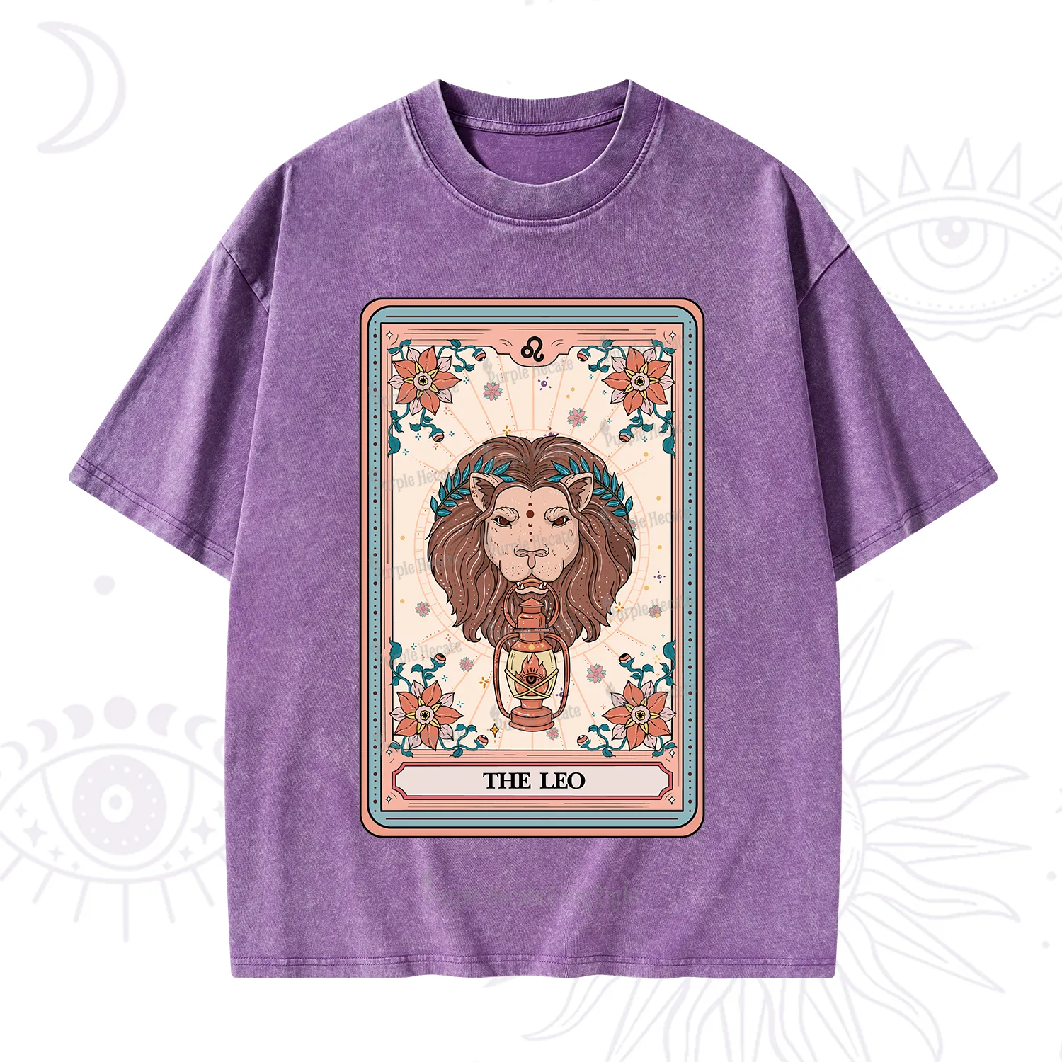 Purplehecate The Leo Tarot Card Washed T-Shirt
