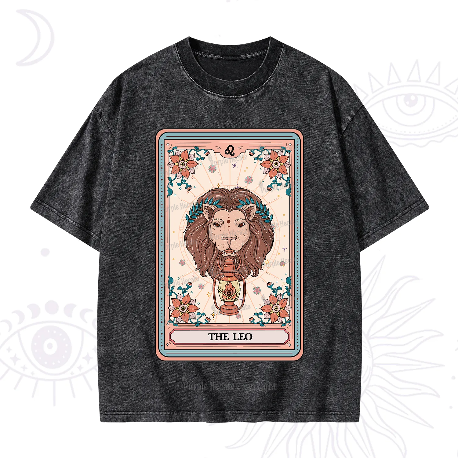 Purplehecate The Leo Tarot Card Washed T-Shirt