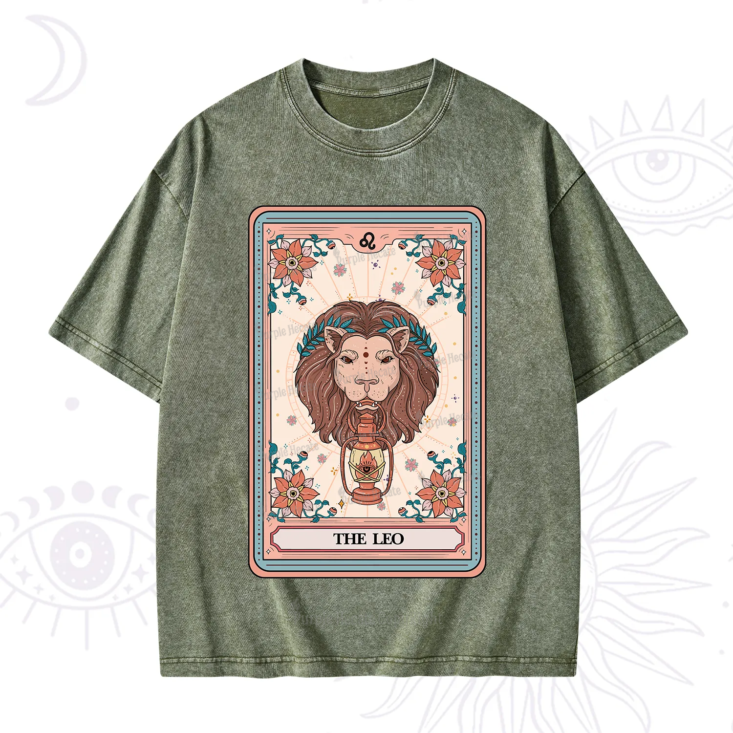 Purplehecate The Leo Tarot Card Washed T-Shirt