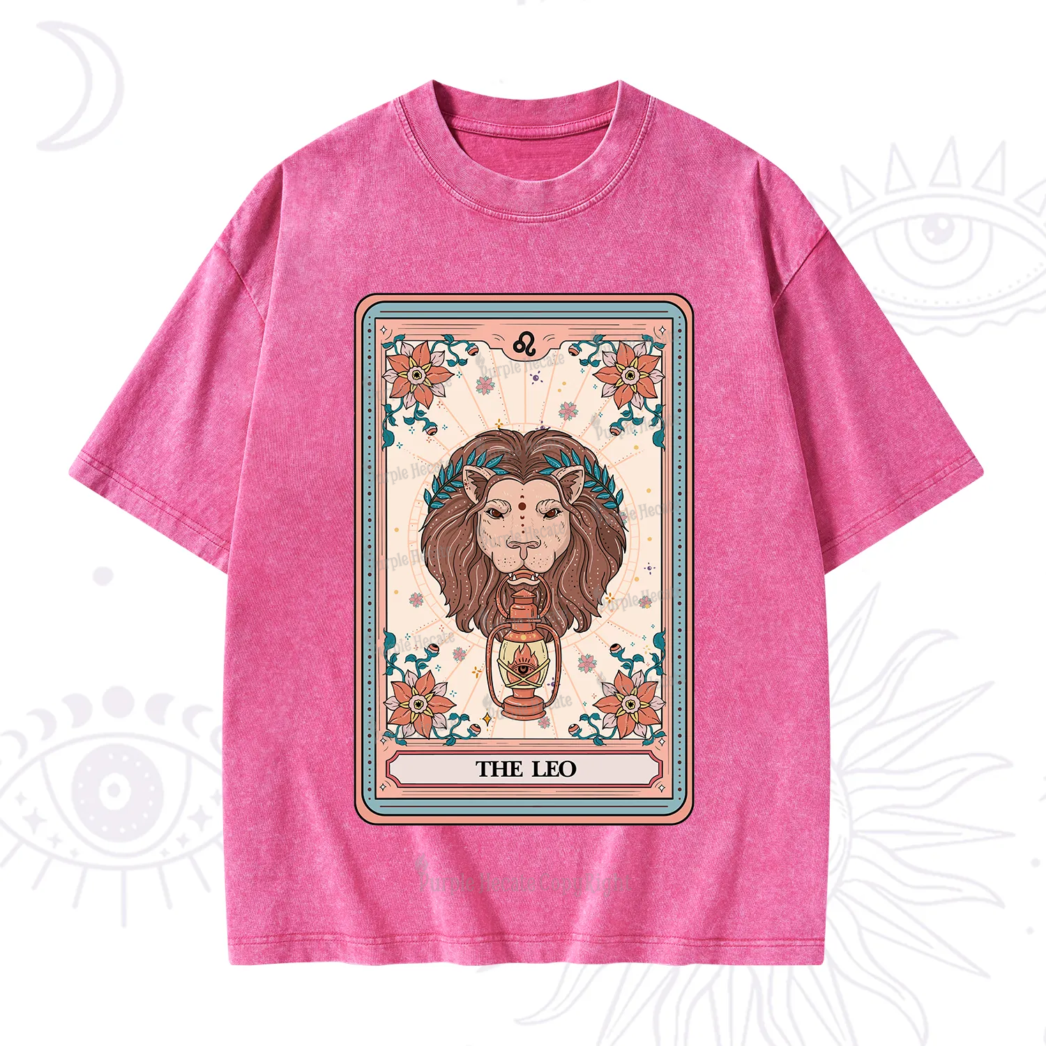Purplehecate The Leo Tarot Card Washed T-Shirt