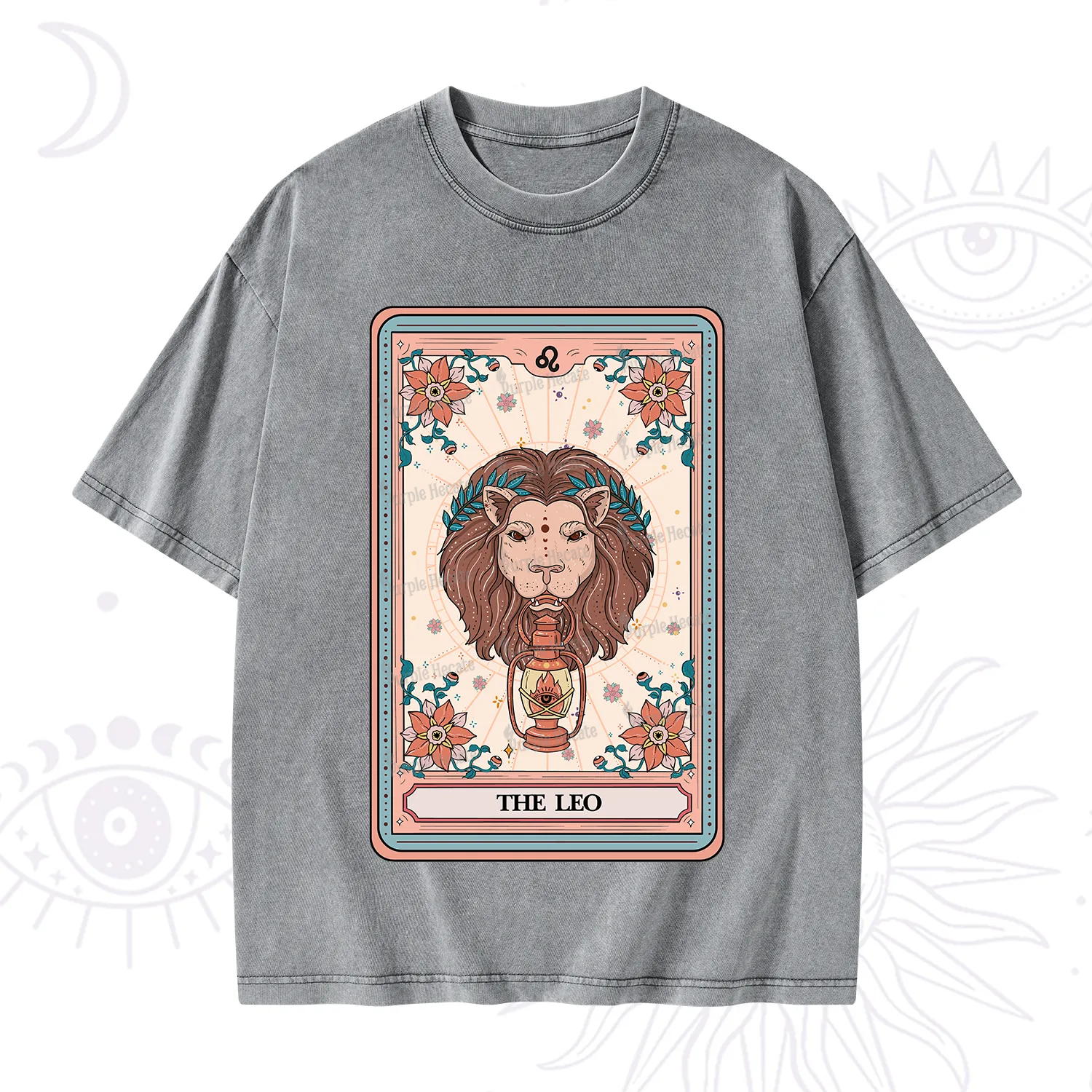 Purplehecate The Leo Tarot Card Washed T-Shirt