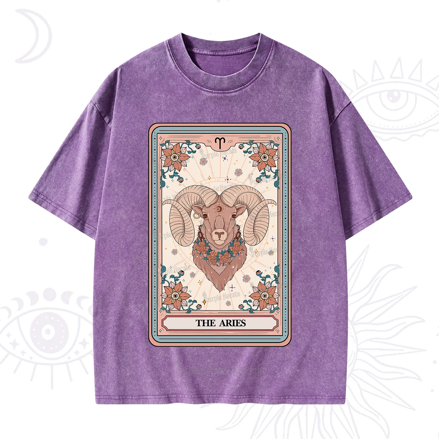 Purplehecate The Aries Tarot Card Washed T-Shirt