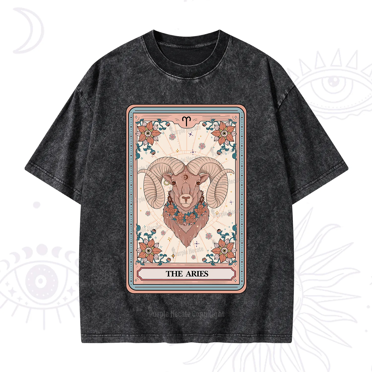 Purplehecate The Aries Tarot Card Washed T-Shirt