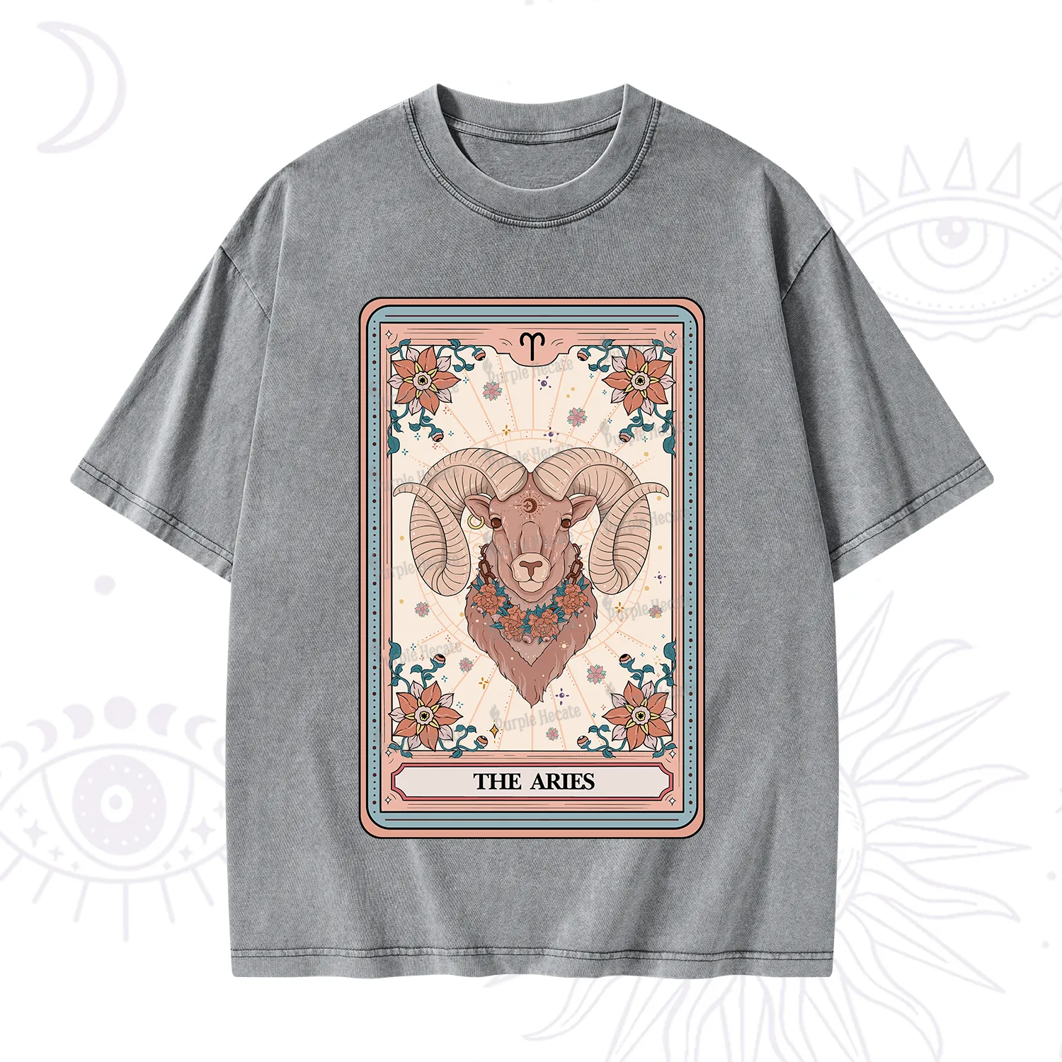 Purplehecate The Aries Tarot Card Washed T-Shirt