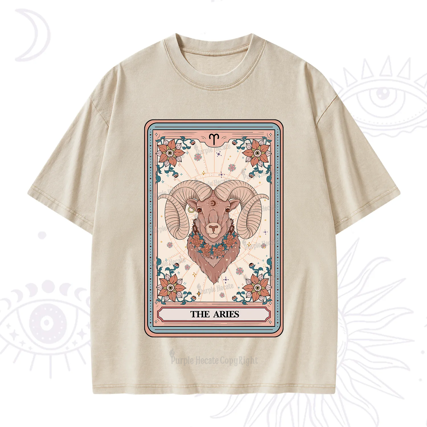 Purplehecate The Aries Tarot Card Washed T-Shirt