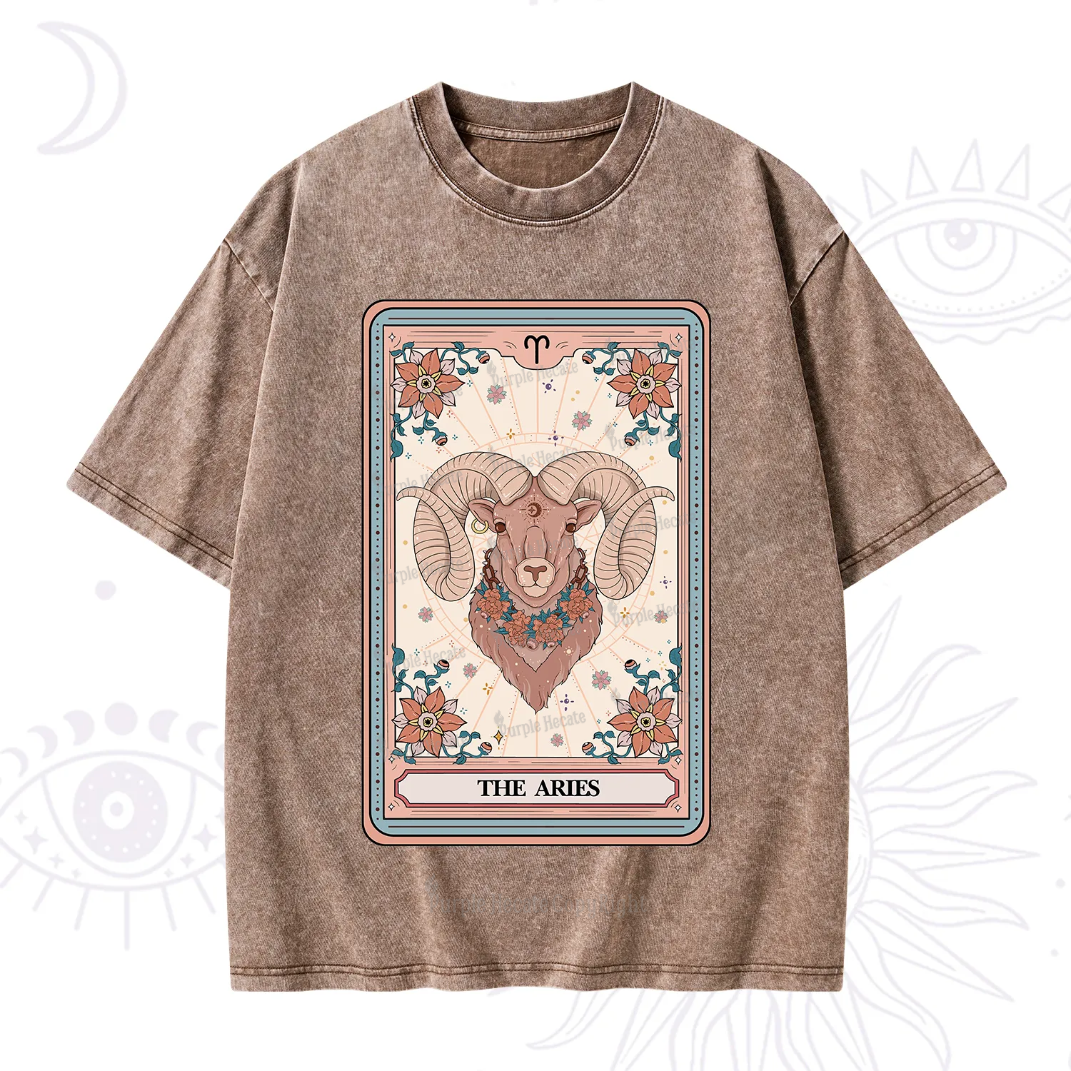 Purplehecate The Aries Tarot Card Washed T-Shirt