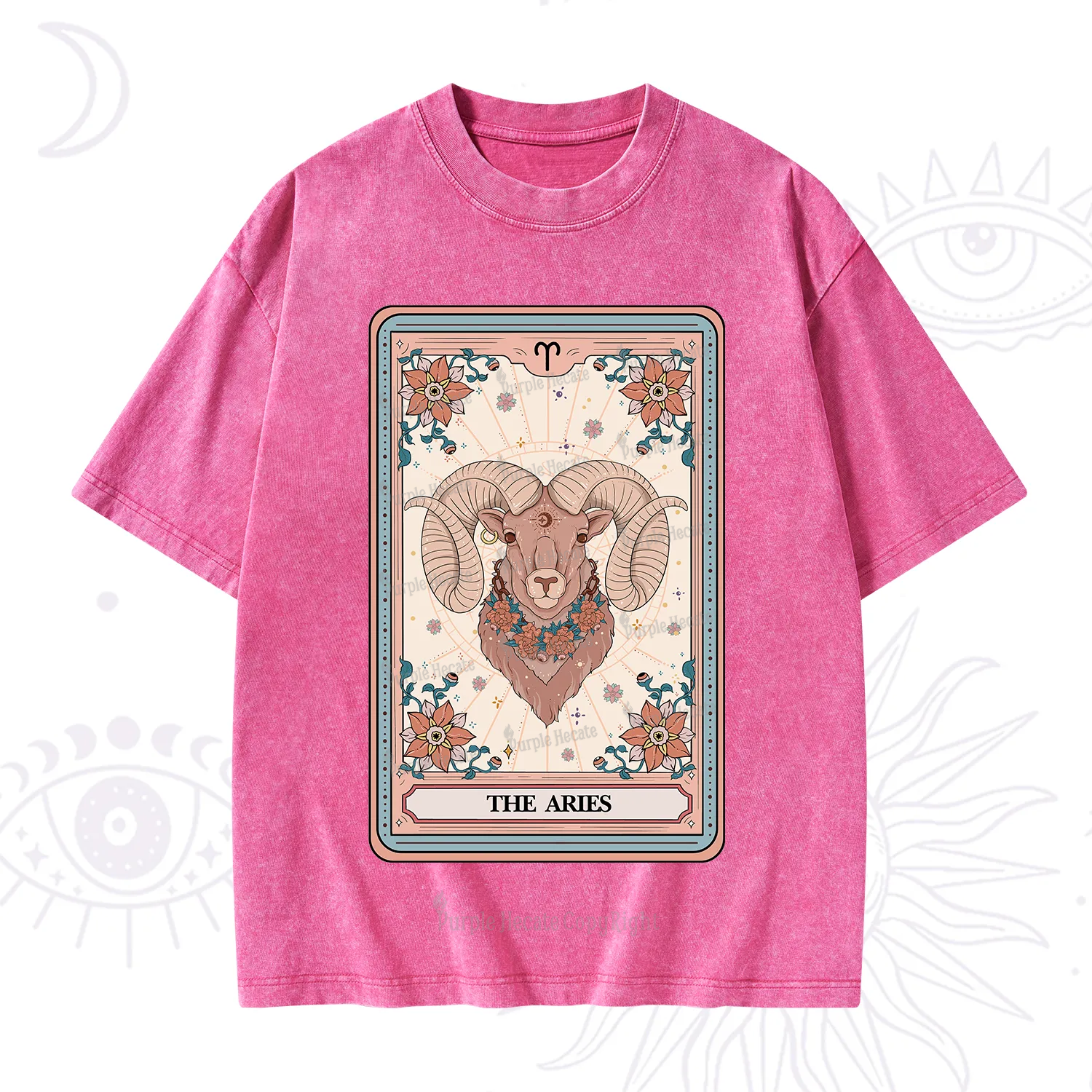 Purplehecate The Aries Tarot Card Washed T-Shirt