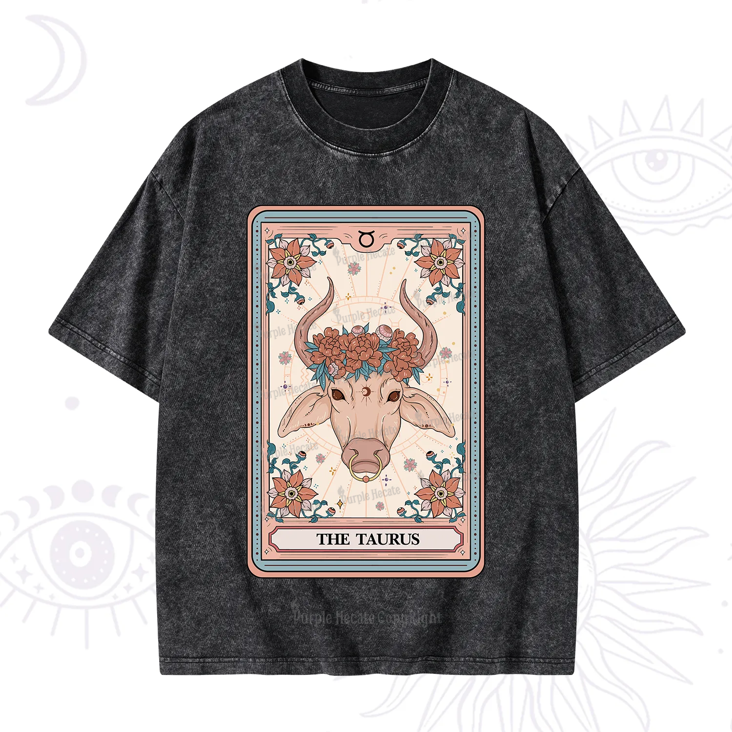 Purplehecate The Taurus Tarot Card Washed T-Shirt