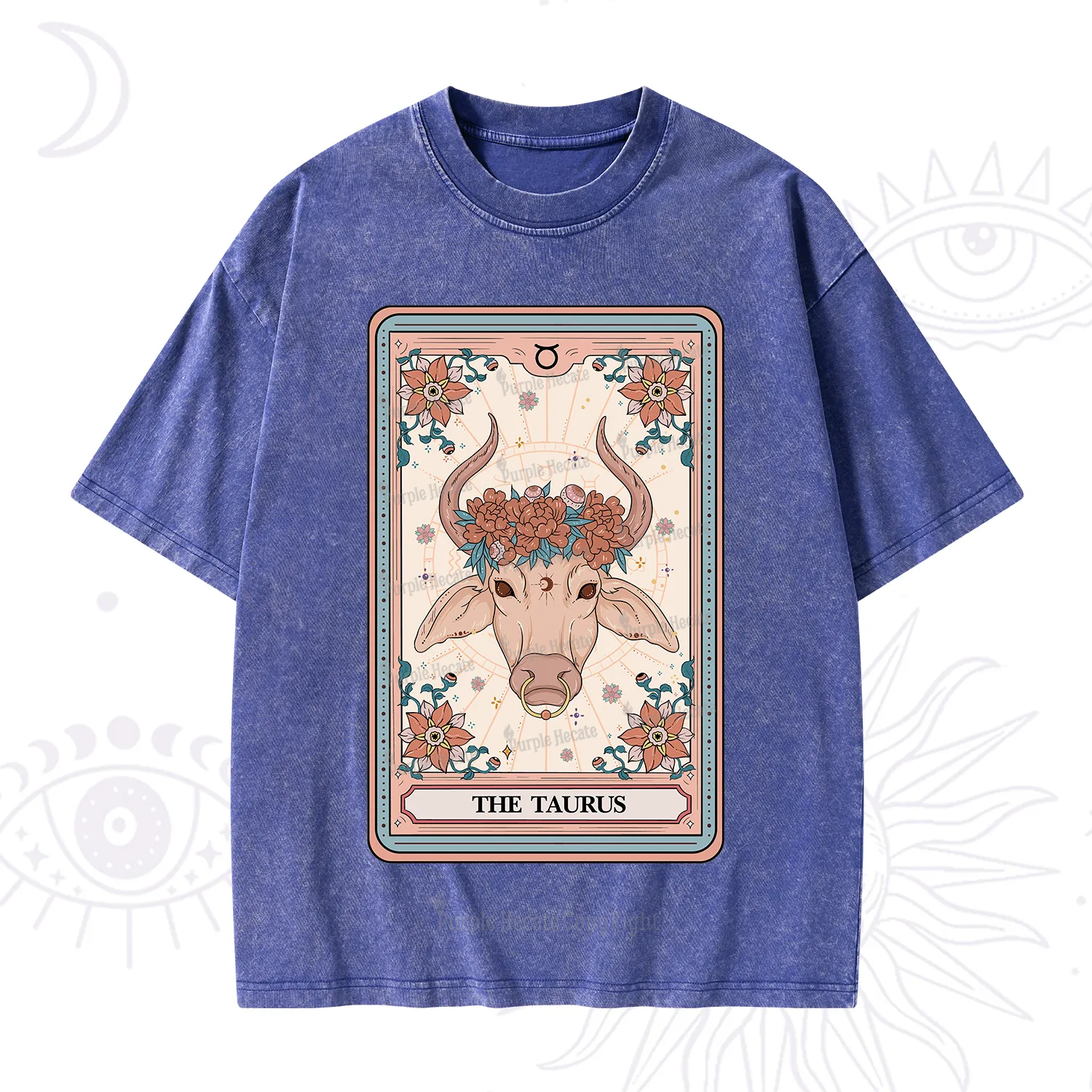 Purplehecate The Taurus Tarot Card Washed T-Shirt