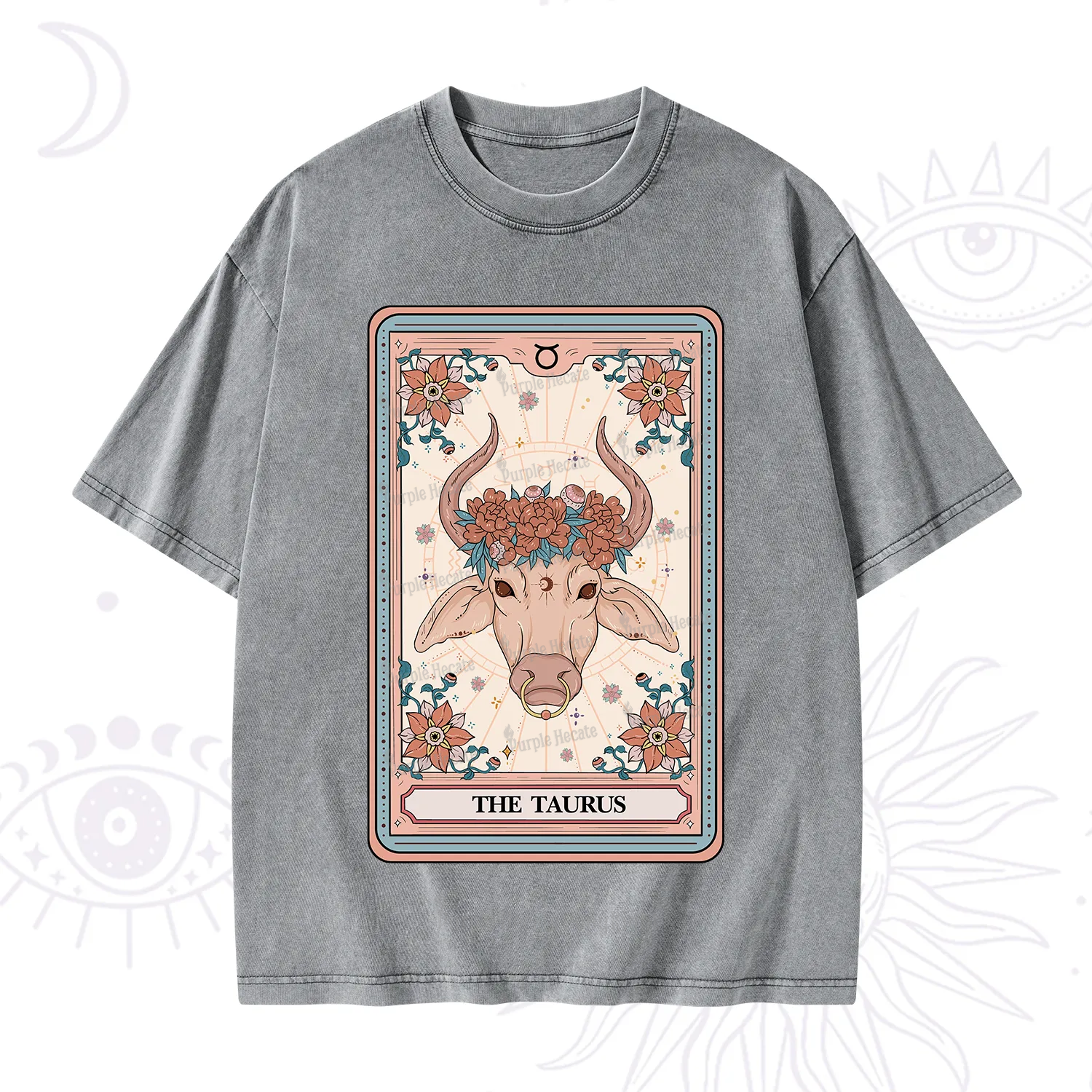 Purplehecate The Taurus Tarot Card Washed T-Shirt