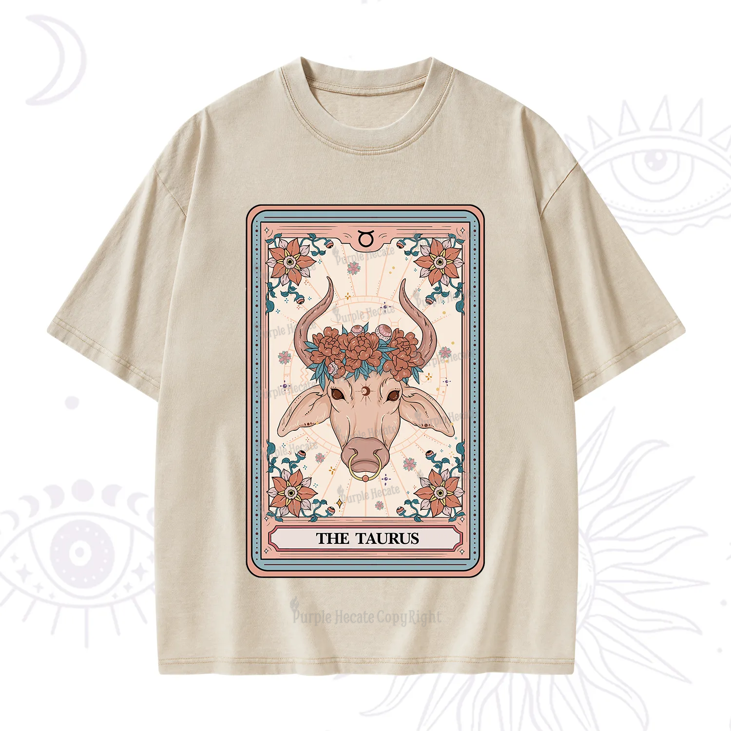 Purplehecate The Taurus Tarot Card Washed T-Shirt