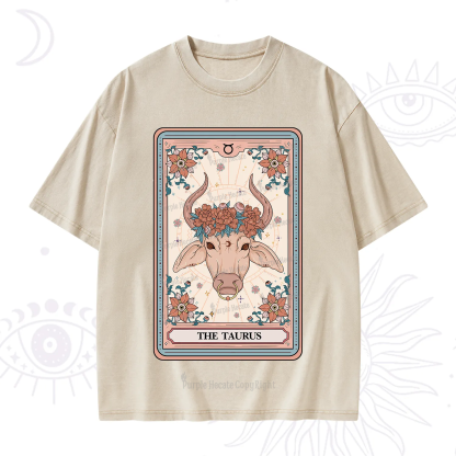 Purplehecate The Taurus Tarot Card Washed T-Shirt