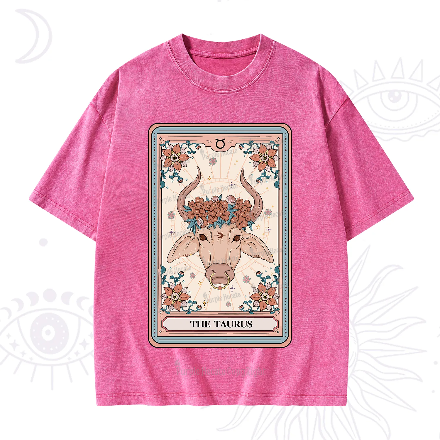 Purplehecate The Taurus Tarot Card Washed T-Shirt