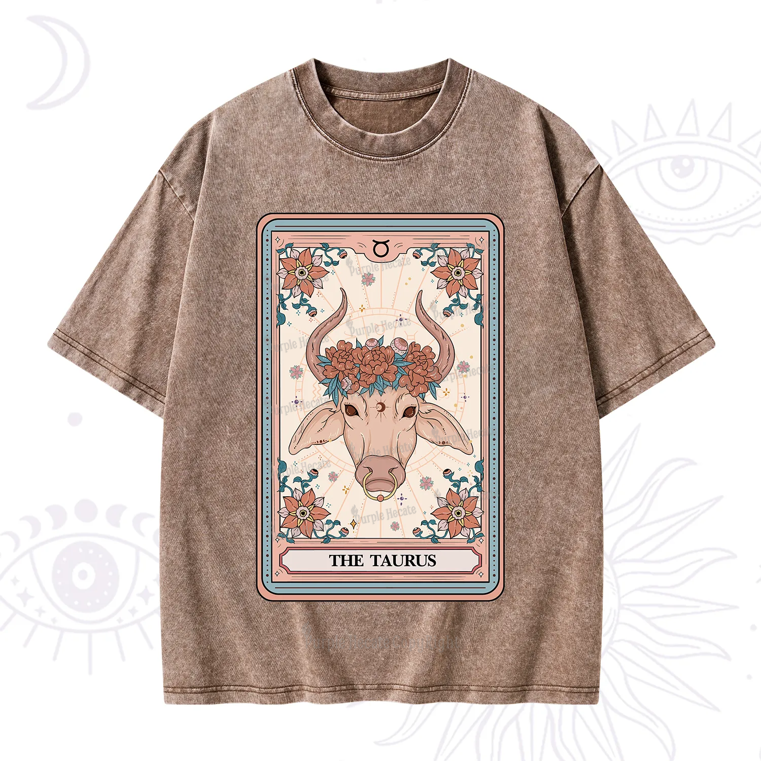 Purplehecate The Taurus Tarot Card Washed T-Shirt