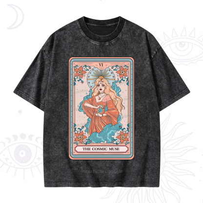 Purplehecate The Cosmic Muse Tarot Card Washed T-Shirt