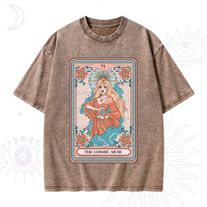 Purplehecate The Cosmic Muse Tarot Card Washed T-Shirt