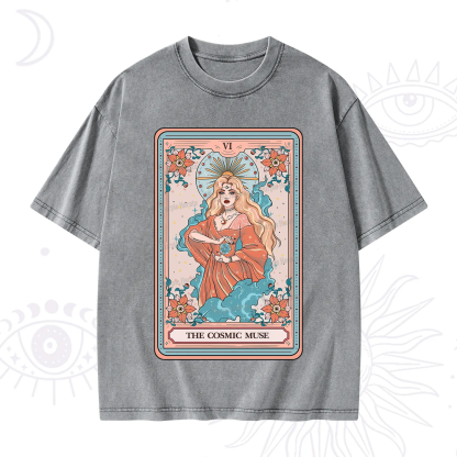 Purplehecate The Cosmic Muse Tarot Card Washed T-Shirt