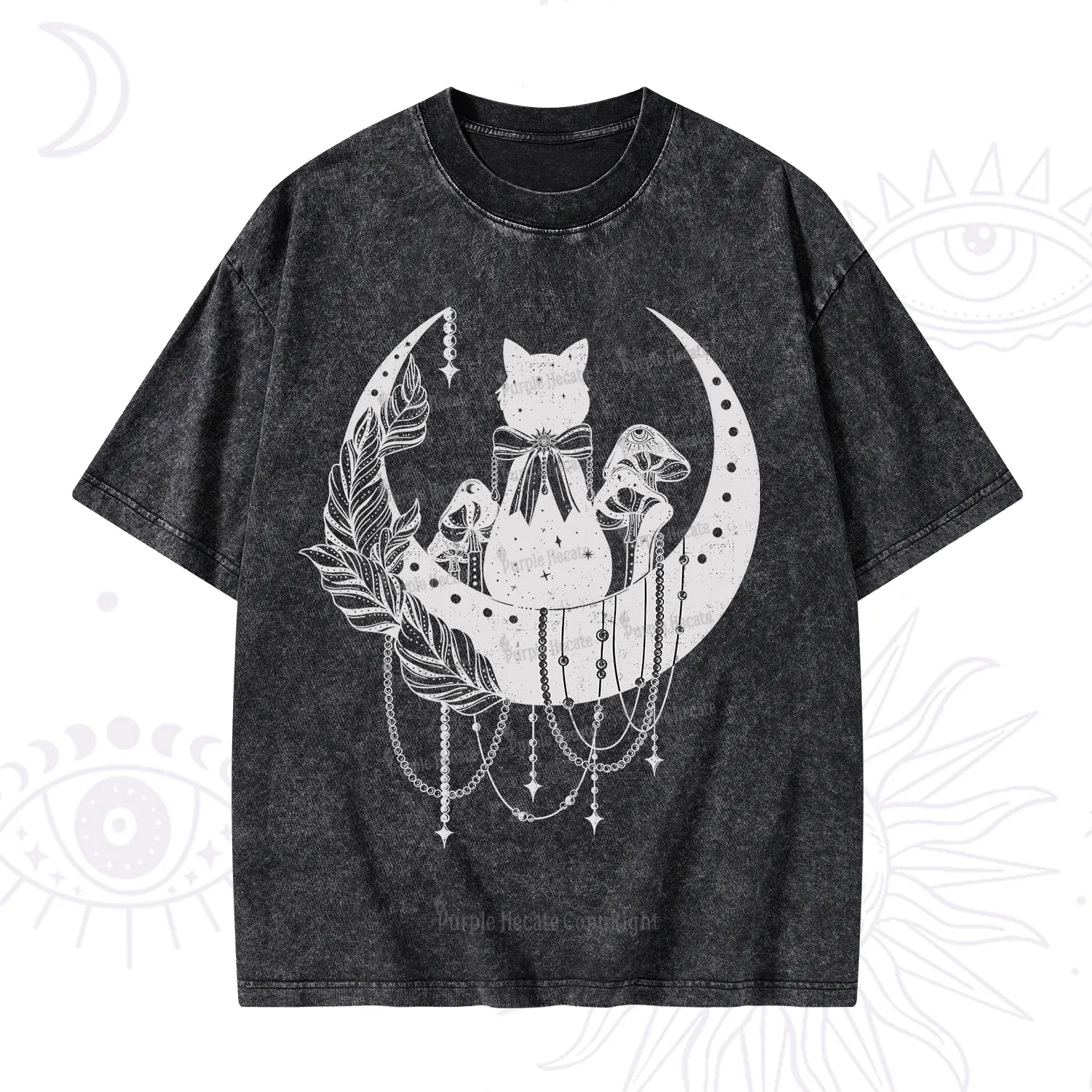 Purplehecate Hecate's Triple Moon Washed T-Shirt