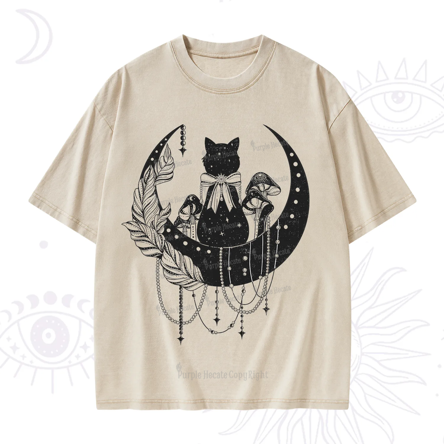 Purplehecate Hecate's Triple Moon Washed T-Shirt