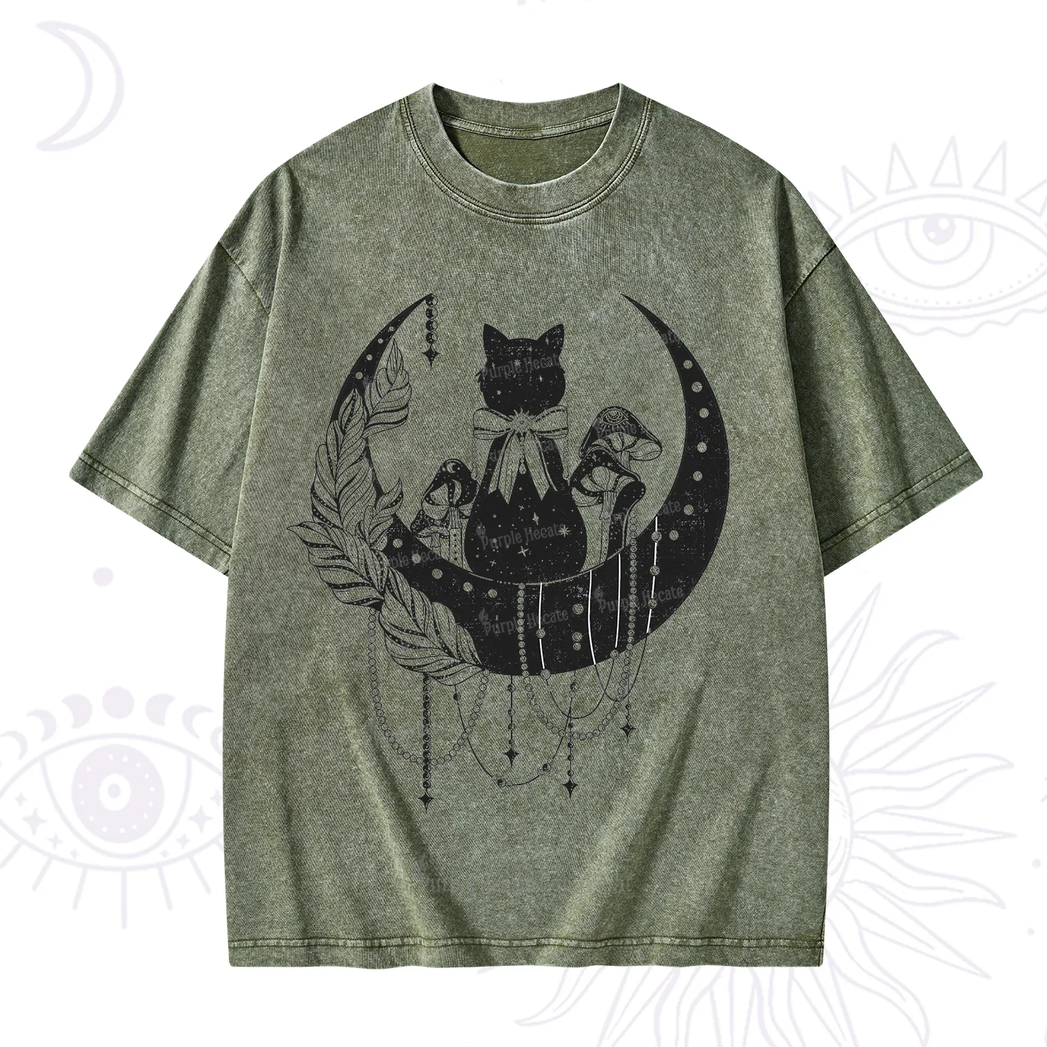 Purplehecate Hecate's Triple Moon Washed T-Shirt