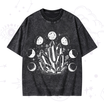 Purplehecate Crystals and Moon Phases Washed T-Shirt