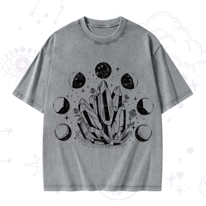 Purplehecate Crystals and Moon Phases Washed T-Shirt