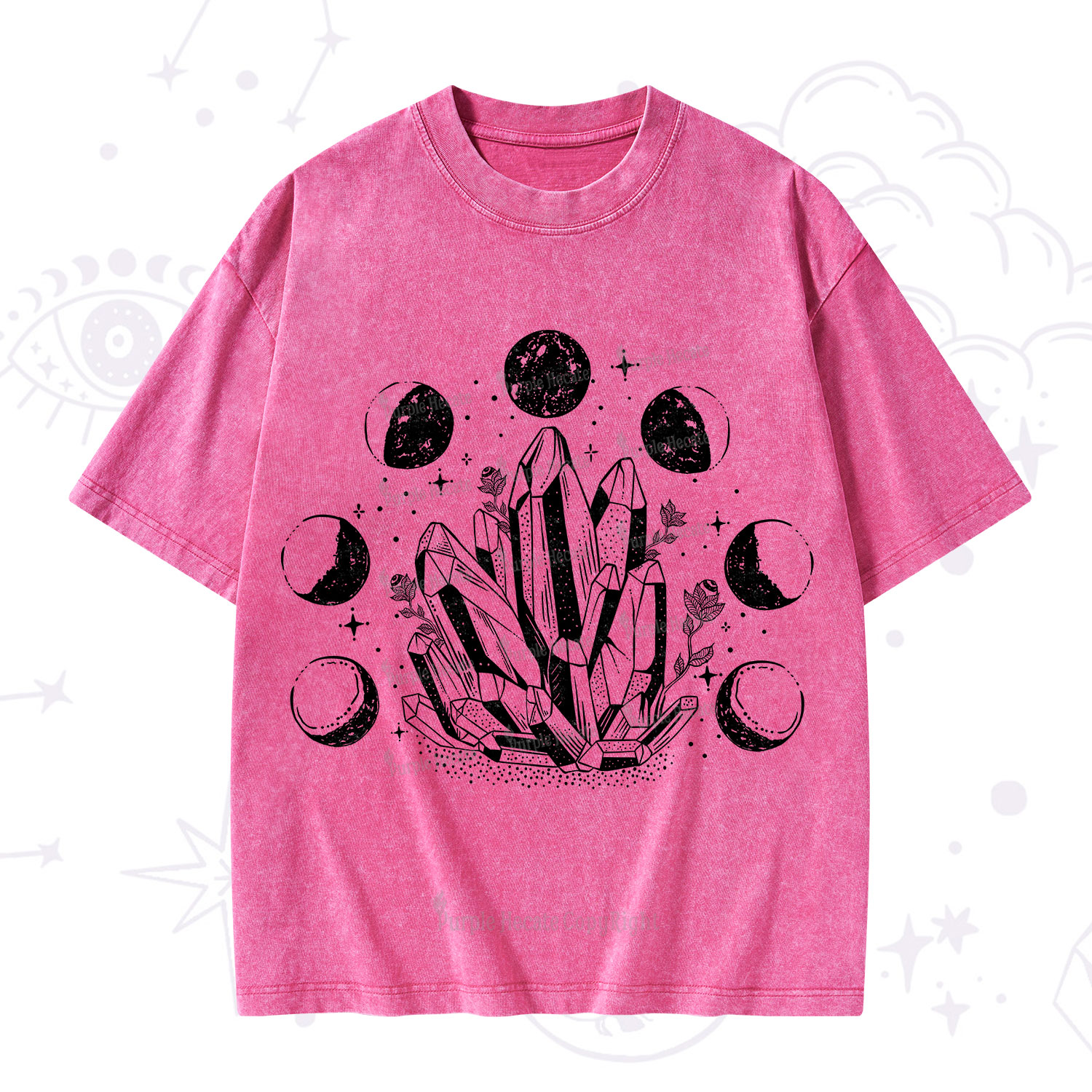 Purplehecate Crystals and Moon Phases Washed T-Shirt