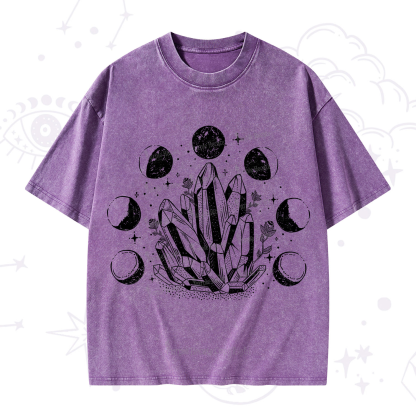 Purplehecate Crystals and Moon Phases Washed T-Shirt