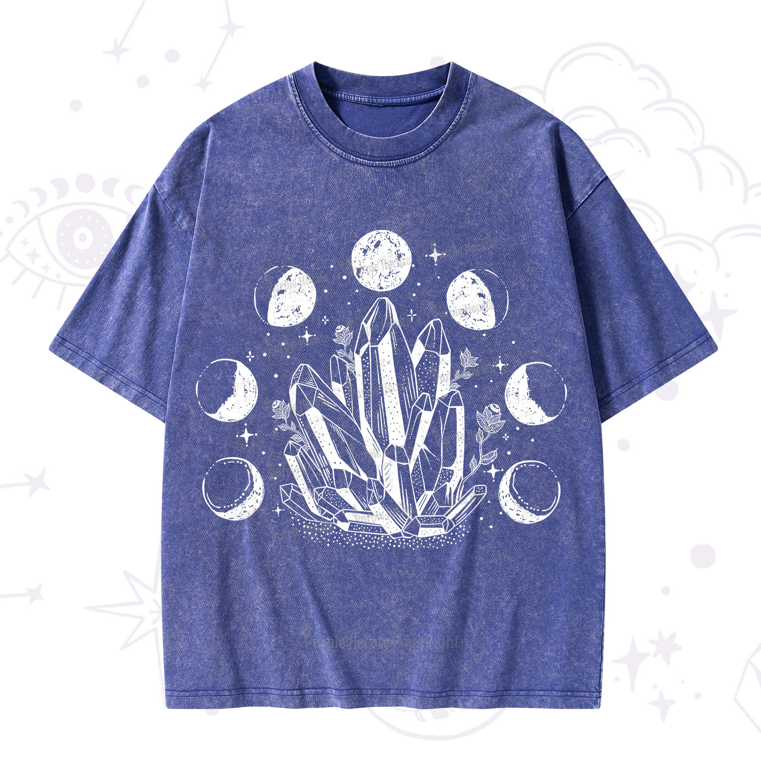Purplehecate Crystals and Moon Phases Washed T-Shirt