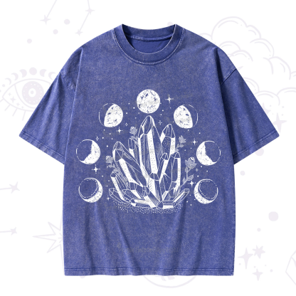 Purplehecate Crystals and Moon Phases Washed T-Shirt