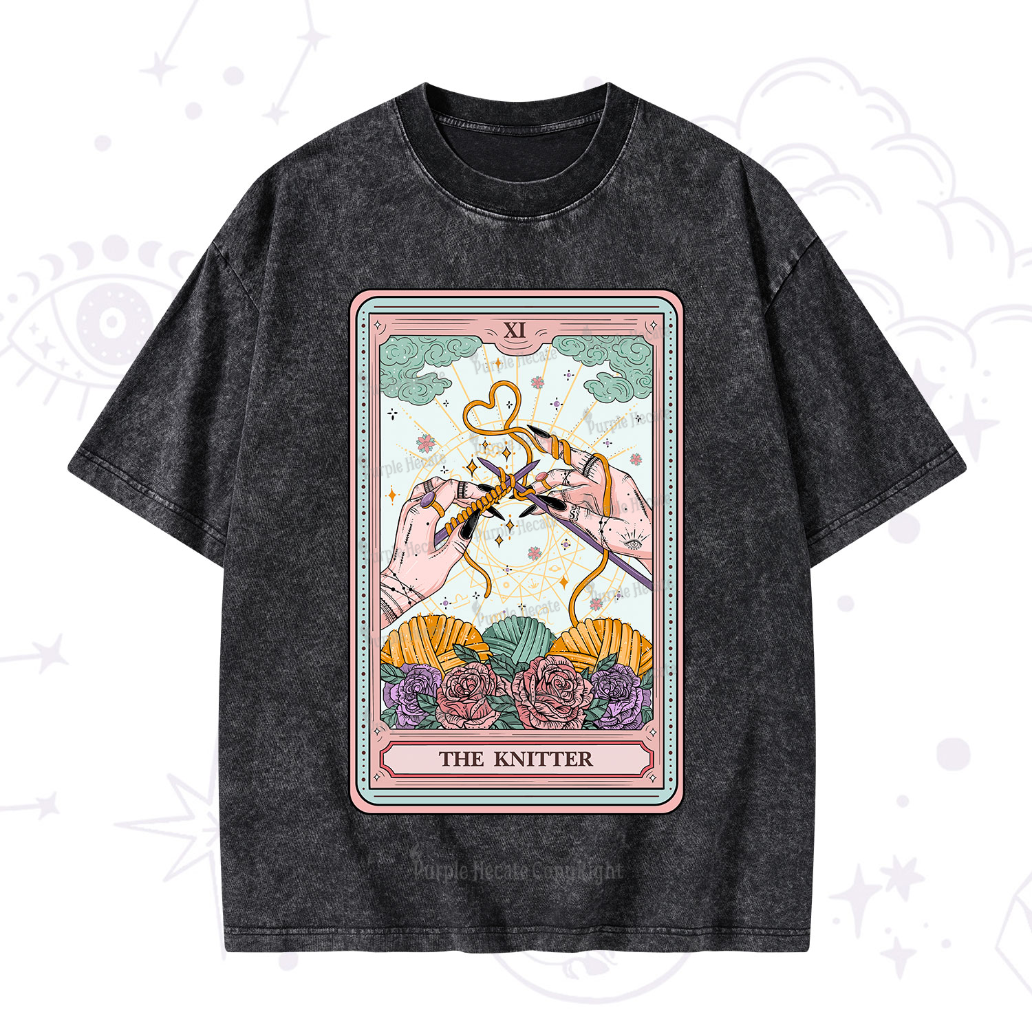Purplehecate The Knitter Tarot Card Washed T-Shirt