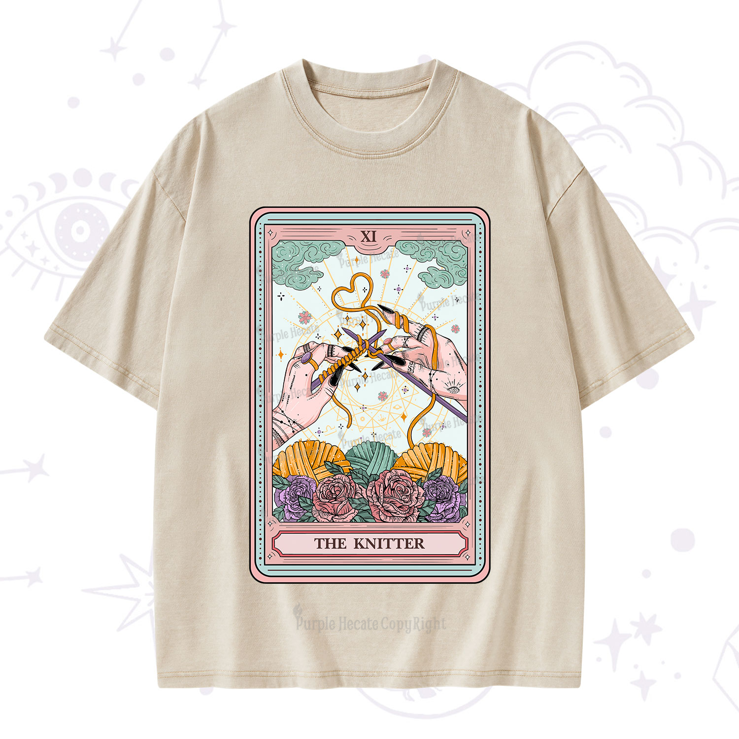 Purplehecate The Knitter Tarot Card Washed T-Shirt