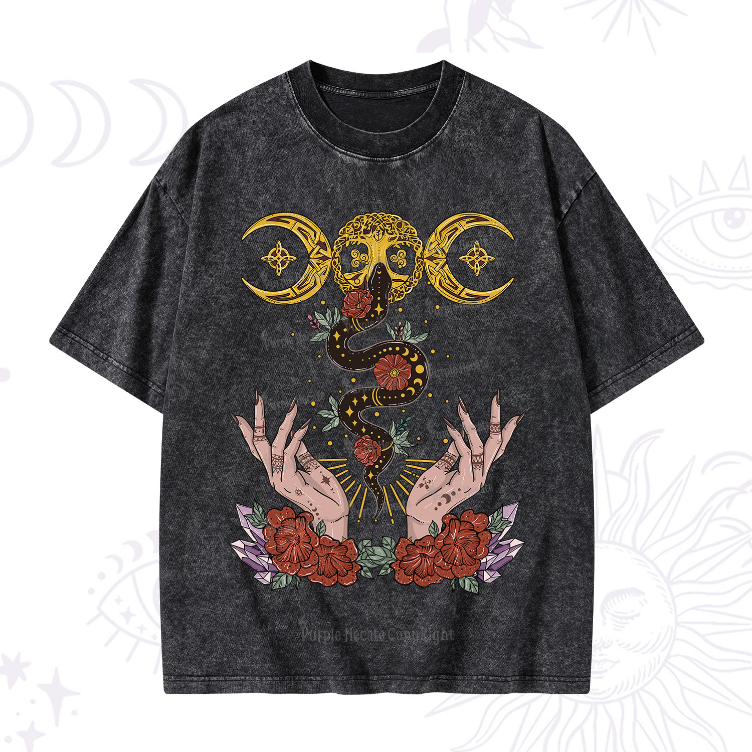Purplehecate Lunar Bloom Washed T-Shirt