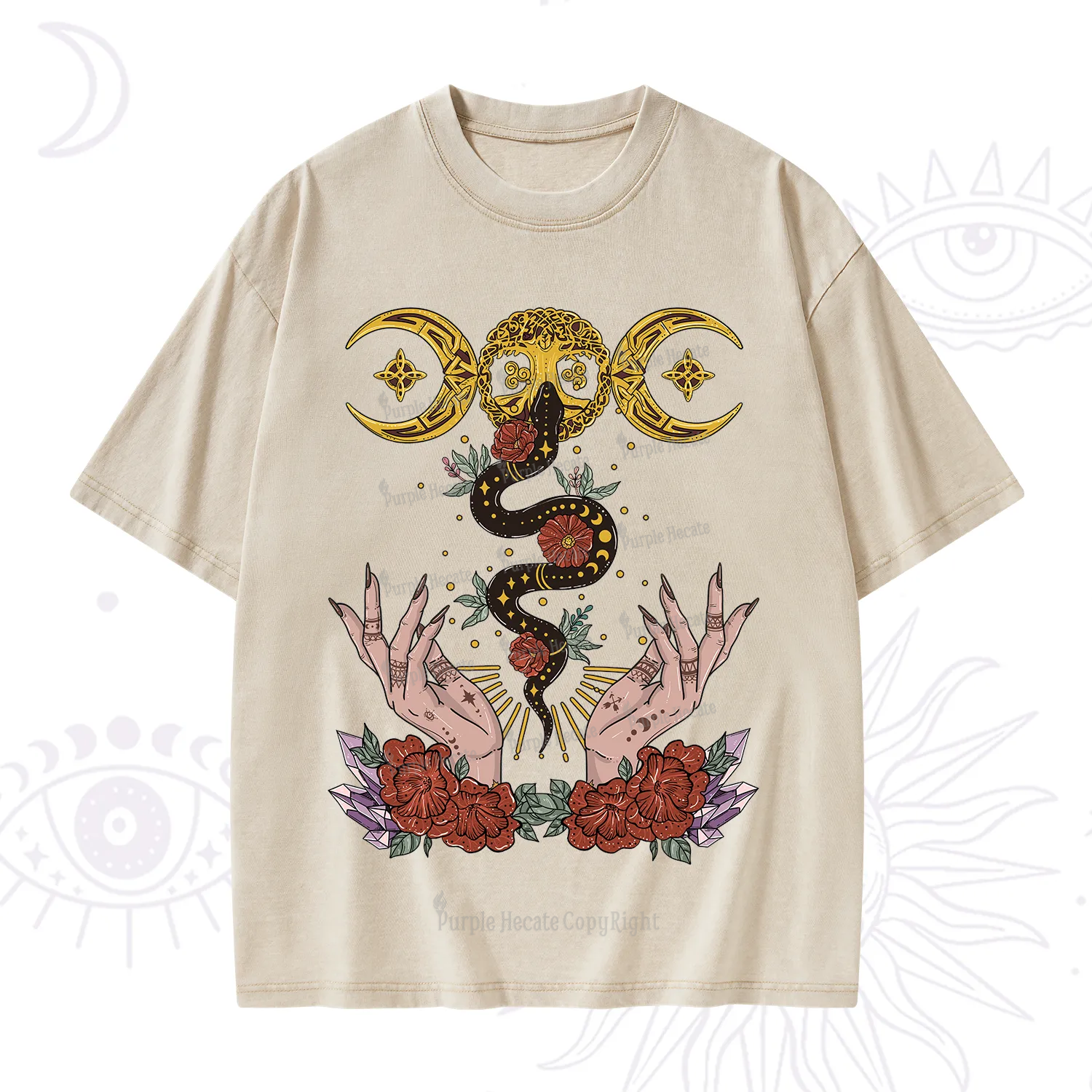 Purplehecate Lunar Bloom Washed T-Shirt