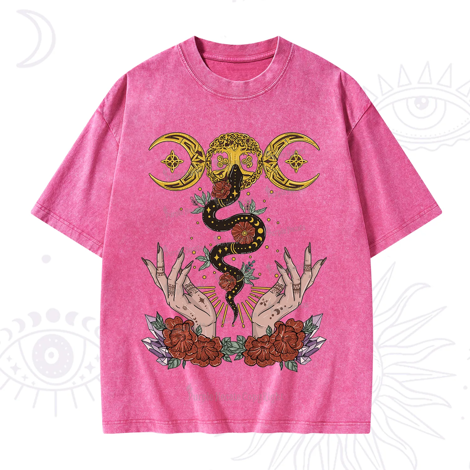 Purplehecate Lunar Bloom Washed T-Shirt