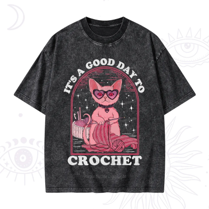 Purplehecate It's A Good Day To Crochet Washed T-Shirt
